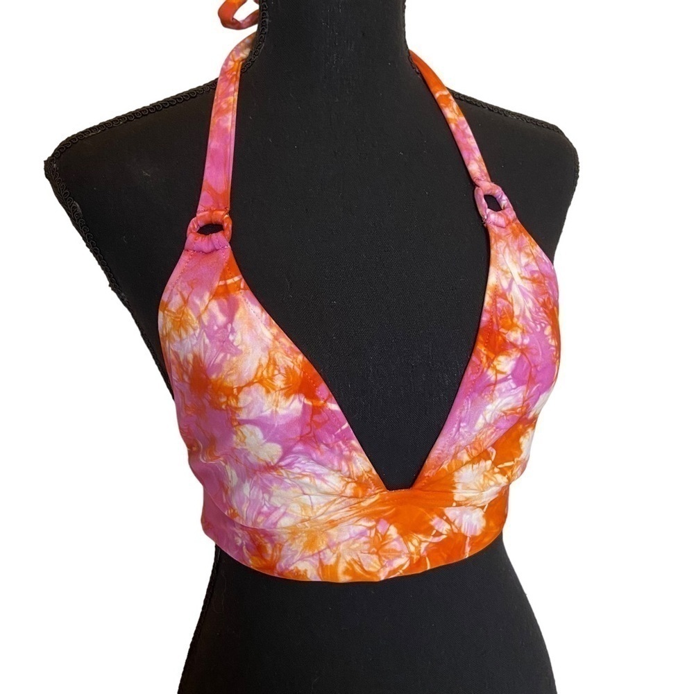 Lucky Brand Tie Dye Halter Bikini Top Purple Orange